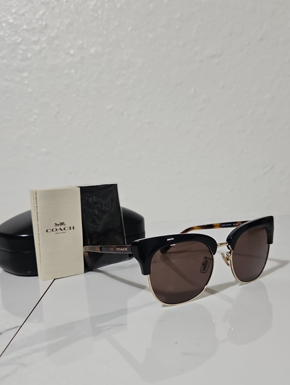 Coach Bobbie Tortoiseshell & Gold Browline Sunglasses